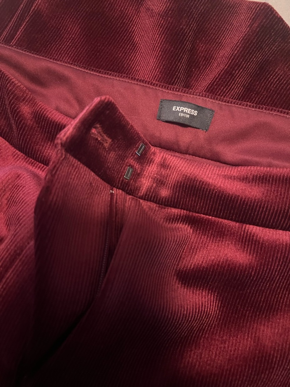 Express Velvet Boot Flare Pant in Deep Burgundy (only pant) - Picture 5 of 6